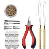 YANTAISIYU Kit di extension per capelli: 500 pezzi 3.0mm nano anelli in silicone, 3 fori pinze per capelli, ago extension (biondo scuro)