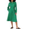 Amazon Essentials Abito Chemisier Midi a Maniche Lunghe in Georgette Donna, Verde Bianco Floreale, M