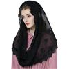 BEAUTELICATE Velo Di Pizzo Mantilla Chiesa Cattolica Messa Infinito Stola Sciarpa Copricapo Da Sposa In Latino Nero Bianco V112