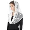 BEAUTELICATE Velo di Pizzo da Sposa Chiesa Religiosa Mantilla Infinito Sciarpa Copricapo Foulard Pizzo Cattolica per Matrimonio Messa In Latino Nero Bianco V103 (Nero, Taglia Unica)
