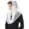 BEAUTELICATE Velo di Pizzo Chiesa Velo da Sposa Mantilla Velo Cattolica Sciarpe Scialle di Pizzo Copricapo Foulard Messa In Latino Nero Bianco V104