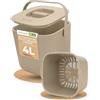 YourCasa® - Pattumiera biologica piccola da cucina, capacità: 4 litri, secchio per compost per rifiuti organici quotidiani, lavabile in lavastoviglie, inodore, filtro rimovibile, con coperchio (beige)