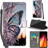 PHINIENLAND Cover per Xiaomi Redmi Note 8 Case PU Pelle Custodia [Kickstand] [Chiusura magnetica] [Slot per Schede], Portafoglio Flip Custodia per Redmi Note 8,Farfalla