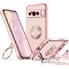 XYZ Cover per Google Pixel 8 Pro con Supporto, Custodia con Doppio Anello a Forma di Cuore con Cordino per Ragazze e Donne, Cover Protettiva di Lusso per Pixel 8 Pro, Rosa