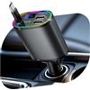 Canareen 78W Caricatore Auto USB C, 4 in 1 Retrattile Caricabatterie Auto, USB C Ricarica Rapido Caricabatterie, Accessori Auto Campeggio (Grigio)