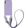 Jacyren Custodia per cellulare compatibile con iPhone XR custodia in nylon tracolla morbida in silicone TPU con cordoncino per appenderla custodia protettiva con elegante fascia per iPhone XR viola