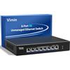 VIMIN Switch Ethernet 5G a 8 Porte, Switch 5Gb-RJ45, Supporto 100M/1000M/2.5G/5G Non gestito, Switch Porte Base-T 5G, Negoziazione Automatica, Plug & Play, Montaggio su Desktop/Rack