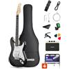 Donner DST-90 Chitarra Elettrica 39 Pollici, Kit Chitarra Elettrica per Principianti con Amplificatore, Pickup HSS, Custodia, Accordatore, Capotasto, Tracolla, Corde, Cavo e Plettri, Black Burst