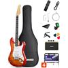 Donner DST-90 Chitarra Elettrica 39 Pollici, Kit Chitarra Elettrica per Principianti con Amplificatore, Pickup HSS, Custodia, Accordatore, Capotasto, Tracolla, Corde, Cavo e Plettri, Icetea Burst