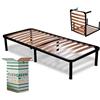 EVERGREENWEB MATERASSI & BEDS EVERGREENWEB - Rete Letto Singolo 90x200 a Doghe in Legno, Ortopedica con 6 Piedi Smontabili, Struttura portante in Ferro, Pieghevole Base da Incasso per tutti tipi di Letti e Materassi, Modello APPLE