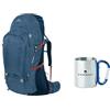 Ferrino Set Trekking: Zaino Transalp 100L Blu Unisex + Tazza con Moschettone Grigio 300ml 7x8cm
