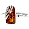 SilverAmber Jewellery Noda GL418 - Anello regolabile rettangolare in vera ambra baltica e argento Sterling 925, Regolabile, Argento sterling, Ambra