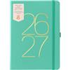BusyB Busy B A5 Day-A-Page Diary - Mid-Year Academic Dual Schedule Planner - Aug '26 - Aug '27 - Green Vegan Leather - Academic Journal with Space for Two schedules, Lined Pages, Notes & Year Planner