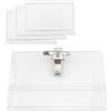 D.RECT Set di 50 targhette per nome, larghezza 9 cm x altezza 5,8 cm, orizzontali, trasparenti e impermeabili, con clip, per scuole, tinta unita, 50 pezzi