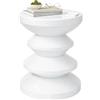 Relaxdays Tavolino e Sgabello in Metallo, Design Zigzag, Decorazione Soggiorno, HxDxL: 46x35x35 cm, Bianco