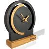 FLEXISTYLE orologio da tavolo design piccolo da tavolo moderno analogico legno in legno rovere soggiorno bagno (stile 4)