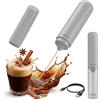 edihome, Montalatte Elettrico per Cappuccino, Frullino Montalatte Portatile, Schiuma Latte Elettrico per Latte e Caffè, Milk Frother Ricaricabile o a Batterie, Veloce e Silenzioso (Li-ion B., Grigio)