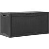 YITAHOME Scatola portaoggetti in resina da 100 galloni, resistente alle intemperie, per esterni, con serratura, per interni ed esterni, per forniture ed oggetti essenziali, nero