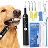 Monemey 11-in-1 Kit Pulizia Denti Cane, 5 Modalità Rimozione Elettrico Della Placca Dentale, Spazzolino Ultrasuoni con Luce LED, USB Ricaricabile Spazzolino, Pulisci Togli Tartaro e Macchie per Cani e Gatti