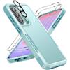 UITUIM Cover per Samsung Galaxy A37 5G Militare Antiurto Case con Vetro Temperato Pellicola Fotocamera Protezione Dura Silicone Resistente Completa Protettiva Custodia,Verde Menta