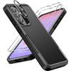 UITUIM Cover per Samsung Galaxy A37 5G Militare Antiurto Case con Vetro Temperato Pellicola Fotocamera Protezione Dura Silicone Resistente Completa Protettiva Custodia,Nero