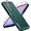 UITUIM Cover per Samsung Galaxy A37 5G Militare Antiurto Case con Vetro Temperato Pellicola Fotocamera Protezione Dura Silicone Resistente Completa Protettiva Custodia,Verde Scuro