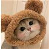 SHDOFN 1 Pezzo Marrone Orso Copricapo, 1 Pezzo Giallo Fiore Copricapo, Gatto Cappello Tessuto, Pet Divertente Puntelli Foto.