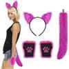 XINCHIA Set di guanti per capelli con orecchie di volpe in finta pelliccia e coda di volpe, set di soffici lupi e volpi, per cosplay, coda lunga, accessori per travestimenti, accessori colorati per Halloween,