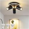MYCUL Faretto a soffitto a 3 fiamme LED,Faretto a soffitto rotondo con 15W+3x5W GU10 a incandescenza inferiore,3000K luce a soffitto bianco caldo,lampada a soffitto moderna,faretto per cucina,soggiorno Nero