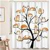 Ttincceer Gatto Albero Doccia Tenda 152x183cm Arancione Carino Gattino Bagno Tenda-Acquerello Divertente Animale Domestico Gatto Doccia Tende Lavabile Vasca da Bagno-Tendas