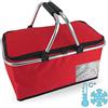 Cepewa - Cestino per picnic pieghevole, con funzione termica, borsa termica, cestino per la spesa, 30 l, colore rosso