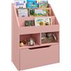 HOMCOM Scaffale per bambini con cassetto, Libreria con ripiani, 60 x 29,9 x 90 cm, Rosa | Aosom Italy