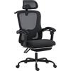 HOMCOM Sedia da ufficio ergonomica, poltrona da ufficio in rete con poggiatesta regolabile, supporto lombare, 64x64x124cm, nero | Aosom Italy