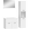kleankin Set di Mobili da Bagno 4 Pezzi, A Parete, con Specchio, Mobile sotto Lavabo, Lavabo e Colonna Alta, Bianco | Aosom Italy