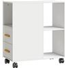 HOMCOM Supporto per stampante Tavolo per stampante con ripiano regolabile, ruote per fax scanner 60 x 30 x 65 cm Bianco | Aosom Italy