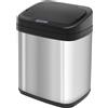 HOMCOM Pattumiera con sensore 20L Acciaio inox Pattumiera automatica con sensore di movimento, contenitore interno 33 x 25 x 42,5 cm Argento+Nero | Aosom Italy