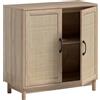 HOMCOM Buffet per soggiorno, mobile contenitore con 2 ante in rattan, mensola regolabile e bordi arrotondati, 76 x 35 x 75,5 cm, rovere | Aosom Italy
