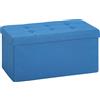 HOMCOM Pouf Contenitore, Panca Contenitore Pieghevole 84 L 76x38x38 cm Rivestito in Lino Sintetico Azzurro chiaro | Aosom Italy