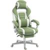 HOMCOM Sedia Gamer Reclinabile con Altezza Regolabile Poggiapiedi Estraibile Supporto Lombare e Poggiatesta Rimovibile Verde | Aosom Italy