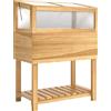 Outsunny Orto rialzato con inserto per semina, coperchio ribaltabile e ripiano, 80x45x108,5 cm, Legno naturale | Aosom Italy