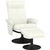 HOMCOM Poltrona relax, poltrona TV con pouf, girevole, ergonomica, effetto microfibra, fino a 150 kg, bianco crema | Aosom Italy