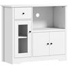 HOMCOM Mobile da cucina con foro per cavi, cassettiera con 2 armadietti, vano aperto, cassetto, 80 x 35 x 72,2 cm, pannello truciolare, bianco | Aosom Italy