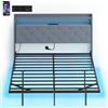HOMCOM Telaio letto 140 x 190 cm con rete a doghe, letto matrimoniale sospeso con illuminazione RGB-LED e stazione di ricarica, grigio | Aosom Italy