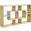 HOMCOM Mensola da Parete Decorativa Libreria per Libri, CD con 8 Cubi 85x14,5x47,5 cm Rovere | Aosom Italy