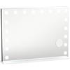 HOMCOM Specchio Hollywood per trucco con 18 lampade LED dimmerabili, 3 colori, luce RGB, altoparlante Bluetooth, ingrandimento 10x Bianco | Aosom Italy