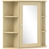 HOMCOM Armadio da Bagno con Specchio Armadio da Parete con Ripiani Aperti 66x17x63 cm Naturale | Aosom Italy