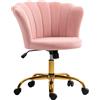 HOMCOM Sedia da ufficio in velluto, sedia da parrucchiere con schienale a petalo, regolabile in altezza, 69 x 64 x 80-90 cm, rosa | Aosom Italy
