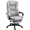 Vinsetto Sedia girevole regolabile con poggiapiedi, poggiatesta e funzione massaggio, 68,5x68,5x113-121 cm, Grigio chiaro | Aosom Italy