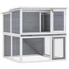 PawHut Conigliera 2 Piani in Legno con Tetto Apribile Resistente alle Intemperie, Recinto Esterno, Rampa, 98x95x102,5 cm Grigio | Aosom Italy