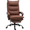 Vinsetto Sedia regolabile da ufficio con massaggio e riscaldamento, poggiapiedi, fino a 120 kg, 66x74x121,5 cm, Marrone | Aosom Italy